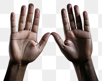 PNG Palm hands position finger monochrome gesturing. AI generated Image by rawpixel.
