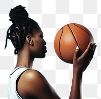 PNG African American basketball player woman face portrait sports adult.