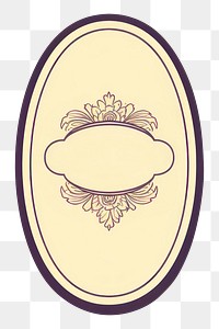 PNG Vintage oval sticker yellow logo. 