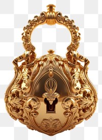 PNG Rococo lock gold jewelry pendant.