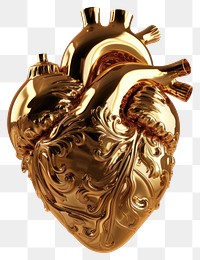 PNG A Baroque heart gold white background accessories.