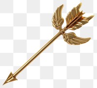 PNG Golden cupid arrow jewelry brooch white background.