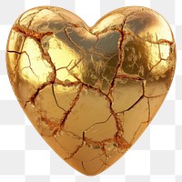 PNG A heart-shaped gold broken white background gemstone.