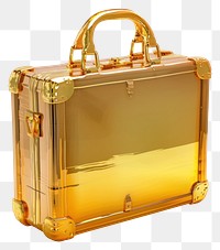 PNG A briefcase gold bag white background.