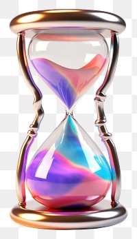 PNG  Hourglass iridescent white background deadline circle.