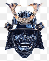 PNG A japanese samurai headset art white background representation.