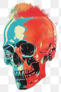 PNG A Punk Style Skull art painting representation.