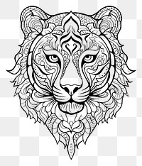 PNG Tiger head sketch doodle drawing. 