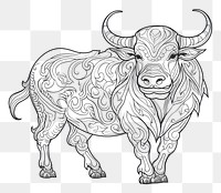PNG Bull sketch livestock drawing. AI generated Image by rawpixel.