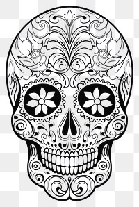 PNG Skull sketch doodle drawing. 