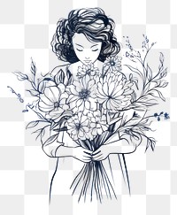 PNG  Bouquet of flowers drawing sketch adult.