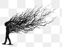 PNG Burning branch drawing silhouette sketch.