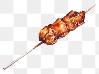 PNG Chinese chicken satay watercolor meat food white background. AI generated Image by rawpixel.