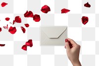 PNG Envelope mockup holding petal hand.