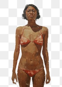 PNG Latina brazilian woman in swim outfit painting swimwear portrait.