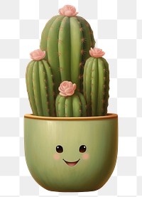 PNG A Cuddly Cactus in cute pot isolated on clear background cactus plant representation.