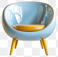 PNG A glossy armchair furniture yellow white background.