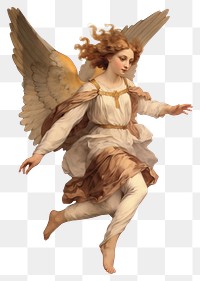 PNG  An angel flying in usesual pose adult white background representation.