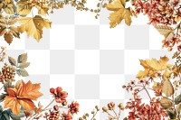 PNG  An Autumn floral border isolated on white painting pattern autumn.
