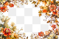 PNG  An Autumn floral border isolated on white painting pattern flower.