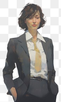 PNG A lawyer woman in a proper suit portrait painting blazer.