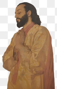 PNG A Muslim person praying to God portrait painting art.