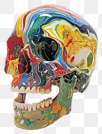 PNG Pyschydelic Skull art representation creativity.