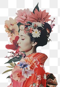 PNG Japanese flower portrait fashion.