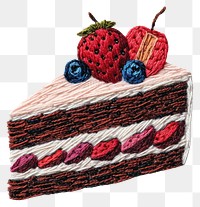 PNG  A piece of cake embroidery dessert berry.
