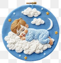 PNG  A sleeping baby embroidery cloud representation.
