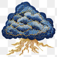 PNG  Navy Cloud and Golden thunder under it pattern cloud art.