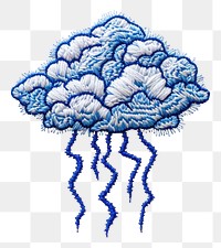 PNG  Navy Cloud mass and thunder under it embroidery pattern cloud.