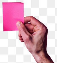 PNG Hand holding blank pink sticky note pink background magenta origami. AI generated Image by rawpixel.
