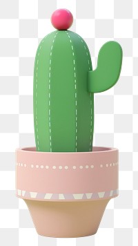 PNG  A cactus in cute pot plant decoration houseplant.
