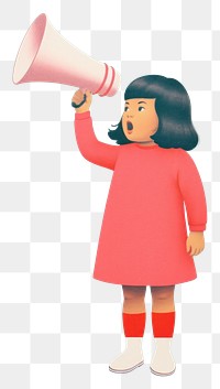 PNG  Little chubby girl holding megaphone art representation electronics. AI generated Image by rawpixel.