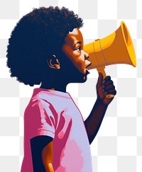 PNG  A little black girl holding megaphone art portrait standing. AI generated Image by rawpixel.