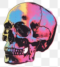 PNG  A Pyschedelic vivid Skull art white background creativity.
