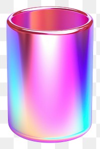 PNG  Cylinder iridescent white background container aluminum.