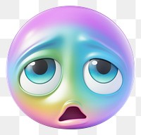 PNG  Sad emoji iridescent sphere white background anthropomorphic.