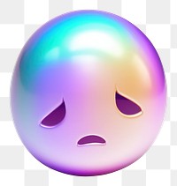 PNG  Sad emoji iridescent purple white background celebration.