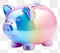 PNG  Piggy bank iridescent white background representation electronics.