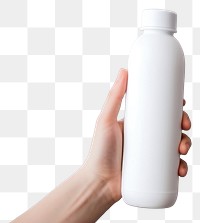 PNG Bottle mockup holding drink milk.