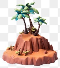 PNG  Little island made up of clay plant tree cake.