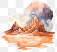 PNG  Desert in Watercolor style mountain nature water.