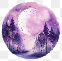 PNG  Purple forest in Watercolor style astronomy outdoors nature.