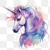 PNG  Unicorn in Watercolor style painting drawing animal.