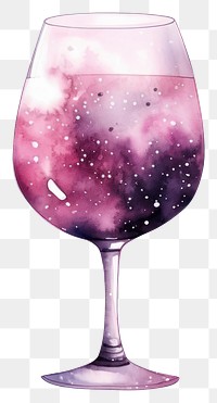 PNG  Wine in Watercolor style drink glass white background.