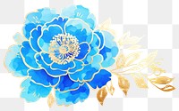 PNG  Blue flower watercolor and golden glitter outline stroke pattern plant inflorescence.
