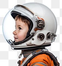 PNG Little boy astronaut helmet white background protection.