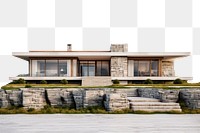 PNG  Modern stone house architecture building grass. AI generated Image by rawpixel.